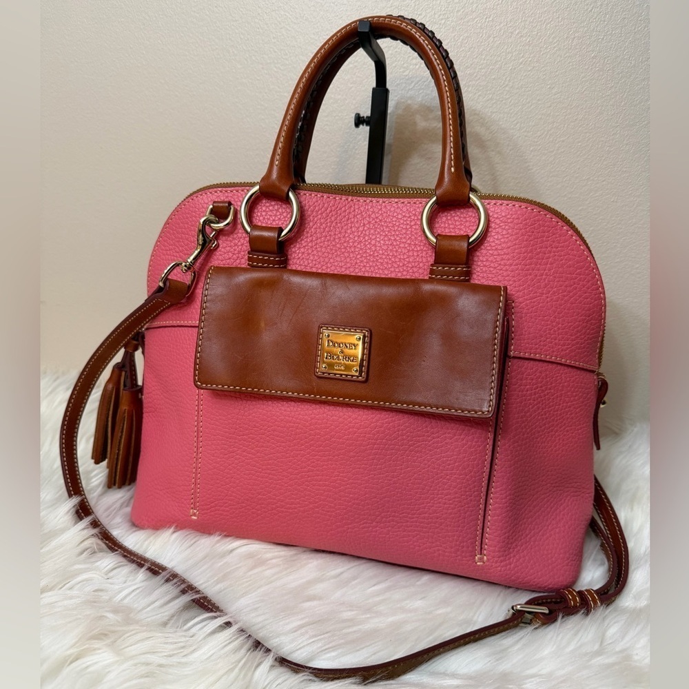 Dooney & Bourke Pink Satchel with Brown Accents